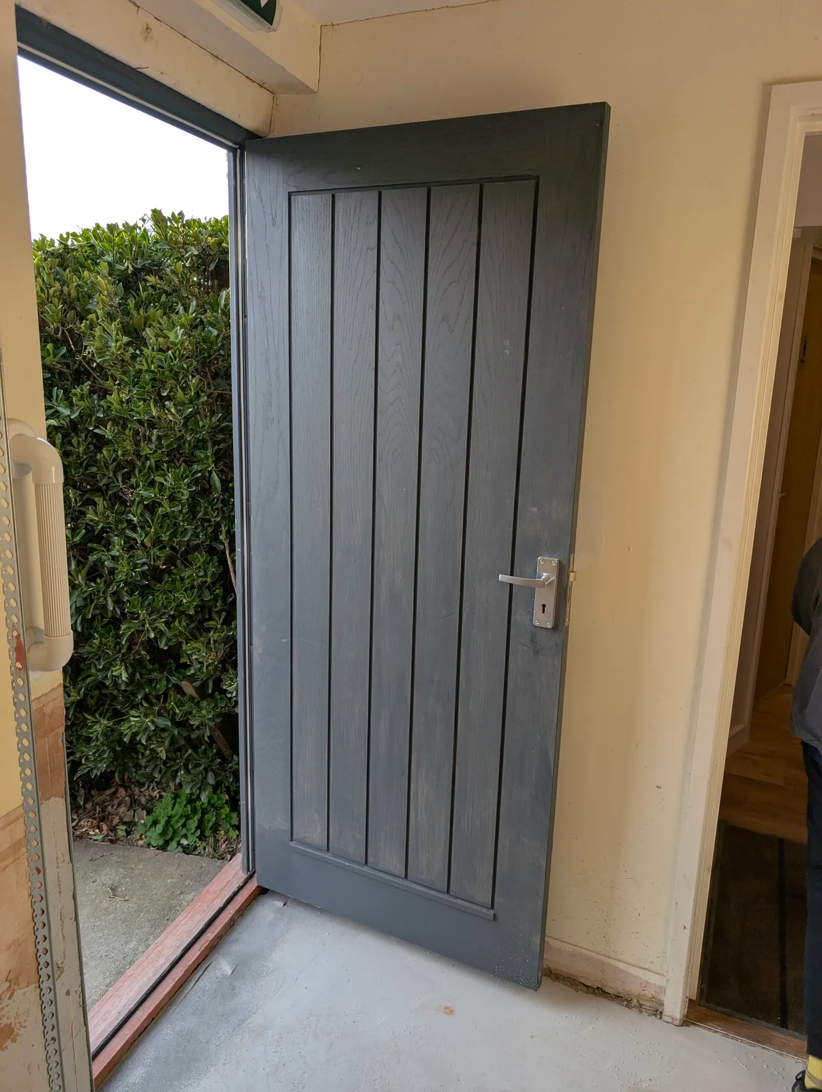 The new exterior door leading out to the garden
